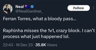 Fans comment on Raphinha's performance against Valencia